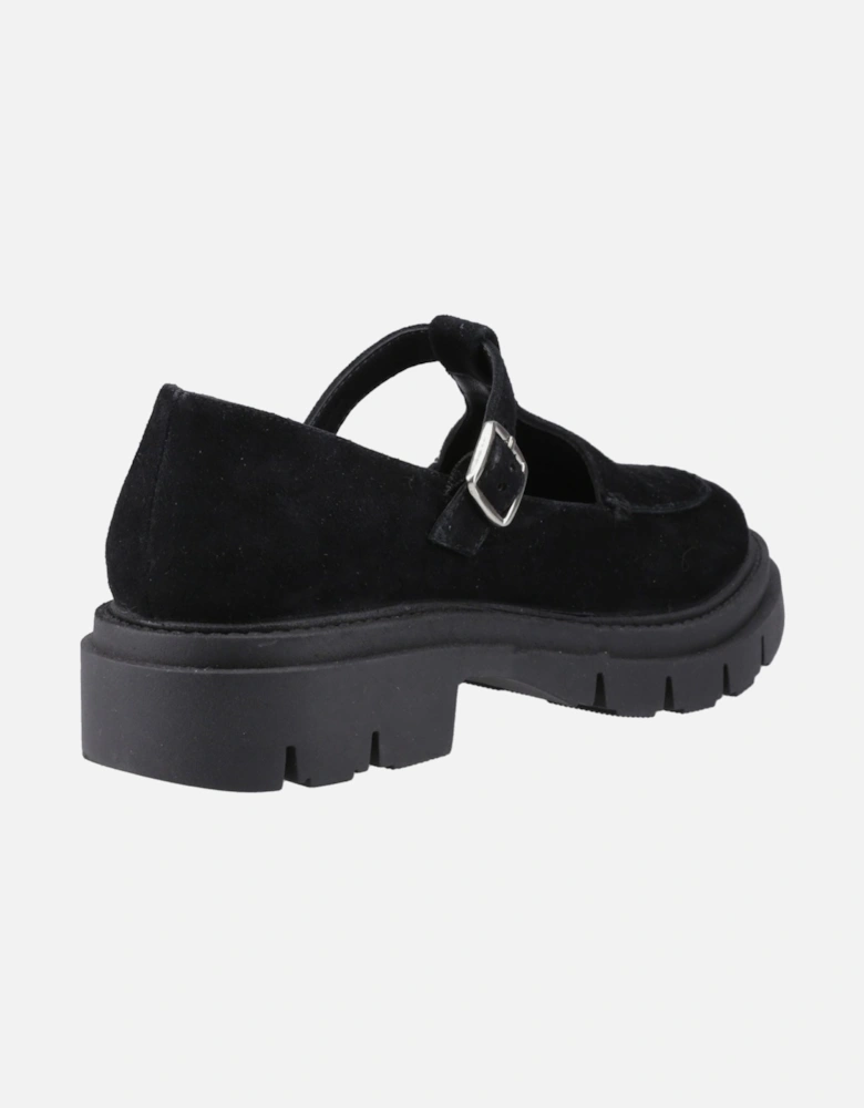 Nella T-Bar Suede Women's Black Shoes