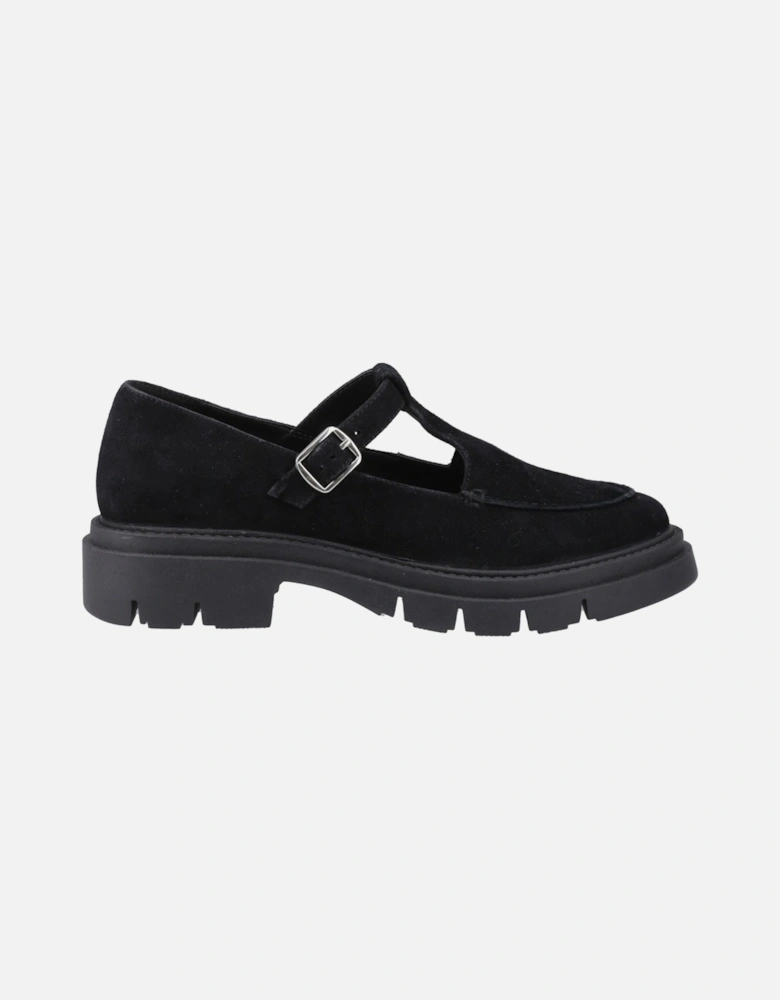 Nella T-Bar Suede Women's Black Shoes