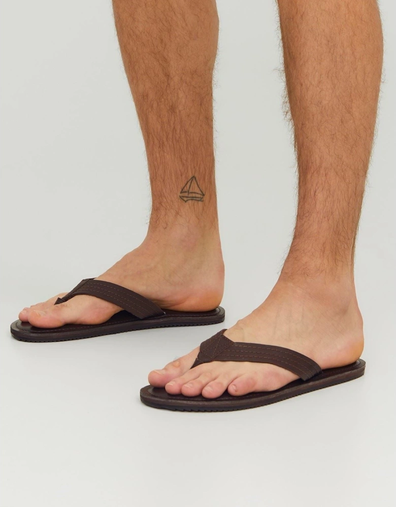 Washton Leather Men's Brown Stone Flip Flops