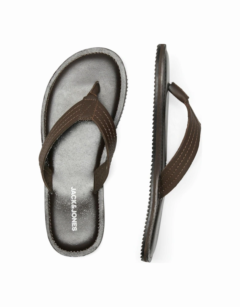 Washton Leather Men's Brown Stone Flip Flops