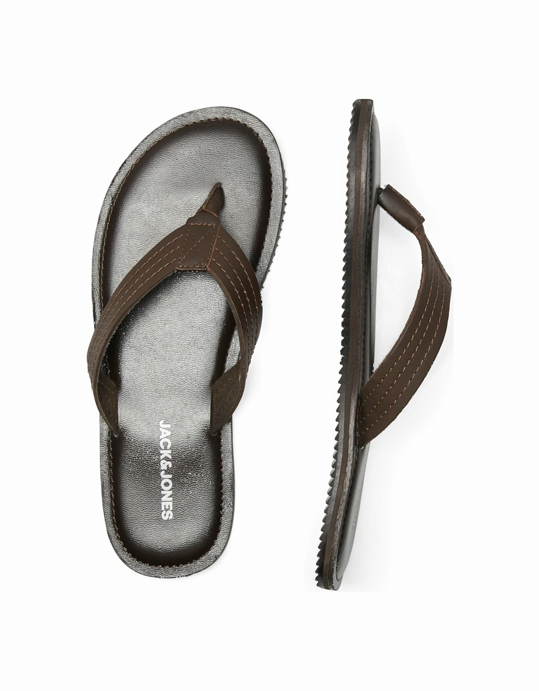 Washton Leather Men's Brown Stone Flip Flops