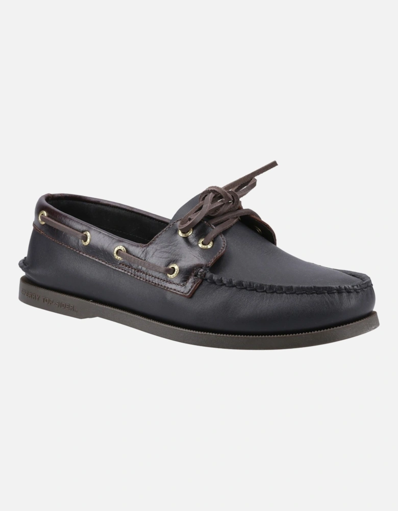 Sperry Authentic 2 Eye Leather Men's Amaretto/Black Boat Shoes