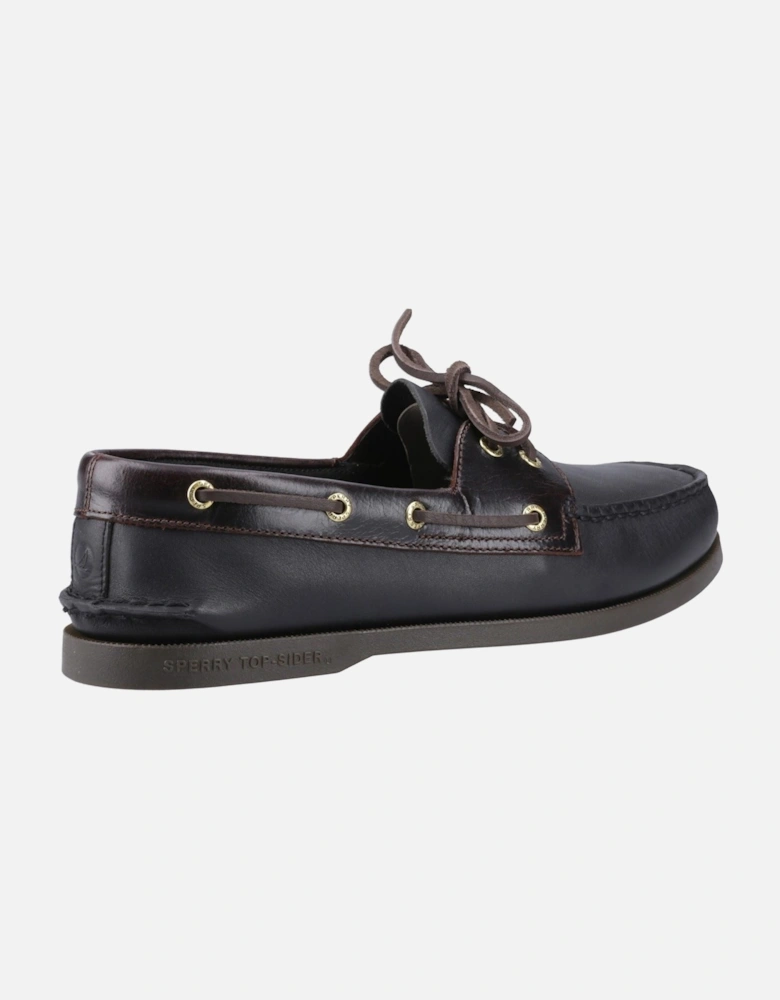 Sperry Authentic 2 Eye Leather Men's Amaretto/Black Boat Shoes