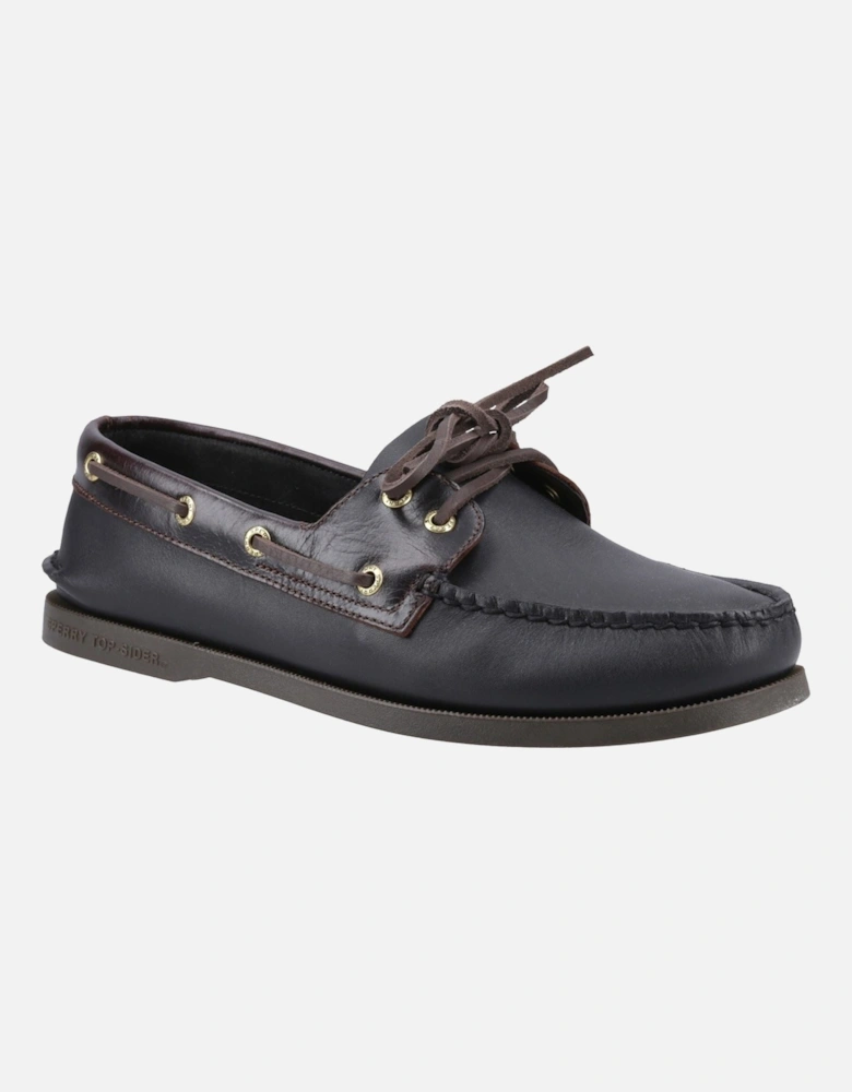 Sperry Authentic 2 Eye Leather Men's Amaretto/Black Boat Shoes