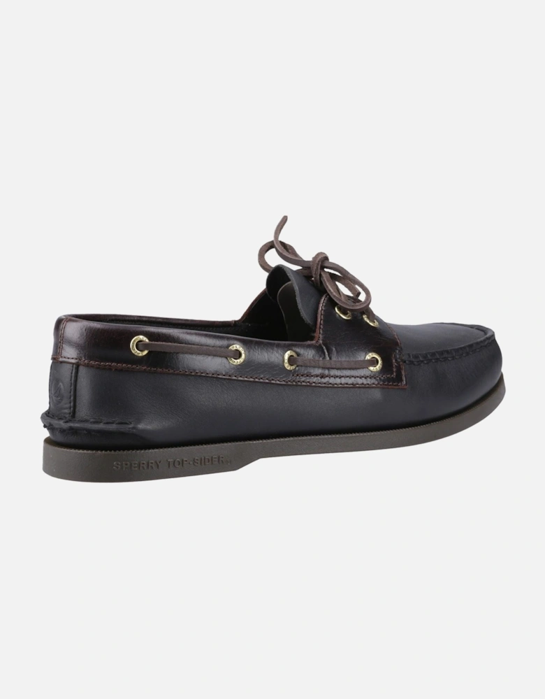 Sperry Authentic 2 Eye Leather Men's Amaretto/Black Boat Shoes