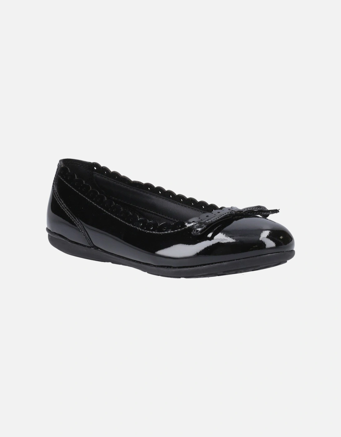 Hush Puppies Girls Black  Lillie Ballerina Patent Leather Junior Shoes - Size UK 9 / Eu 27 / Us 9.5 Kids