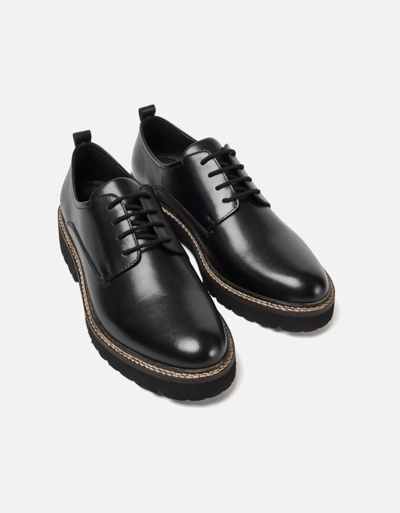 Kris Leather Women's Black Derby Shoes