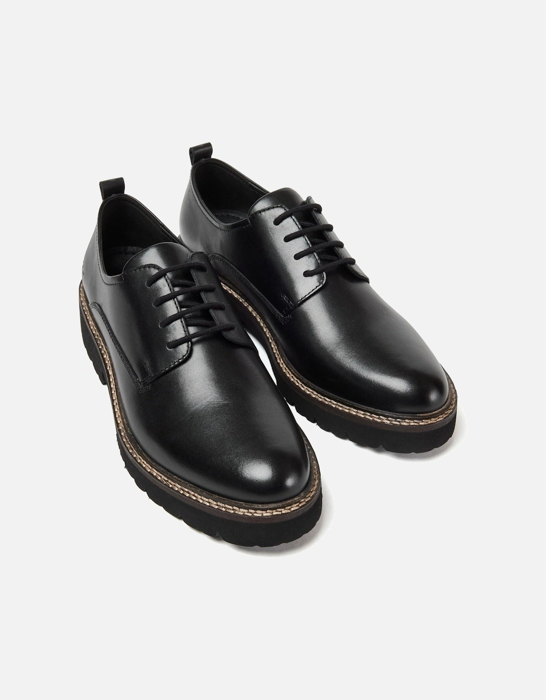 Kris Leather Women's Black Derby Shoes, 6 of 5