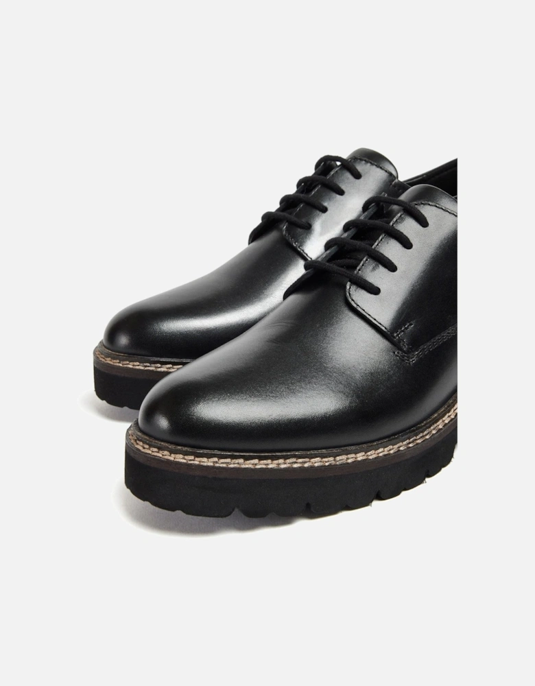 Kris Leather Women's Black Derby Shoes