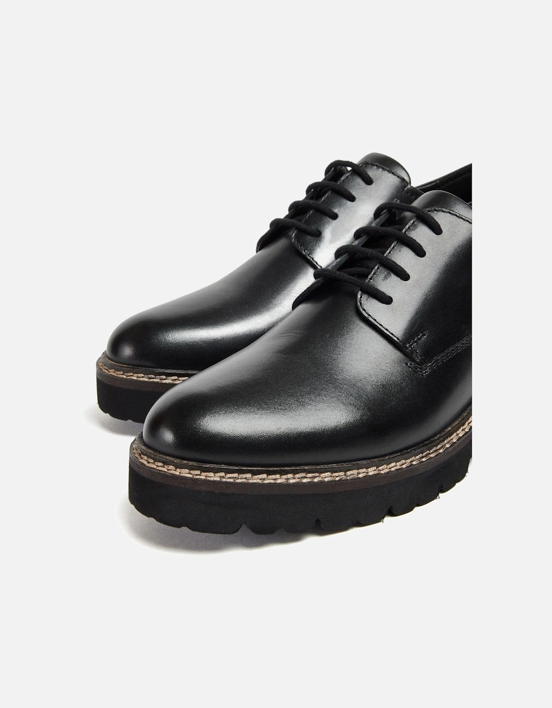 Kris Leather Women's Black Derby Shoes