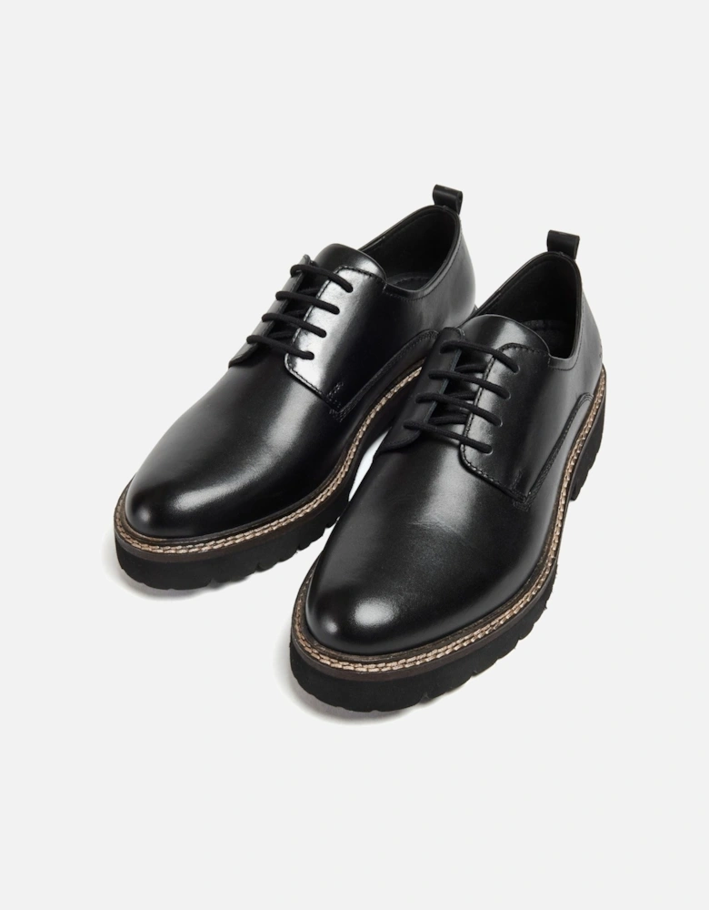 Kris Leather Women's Black Derby Shoes