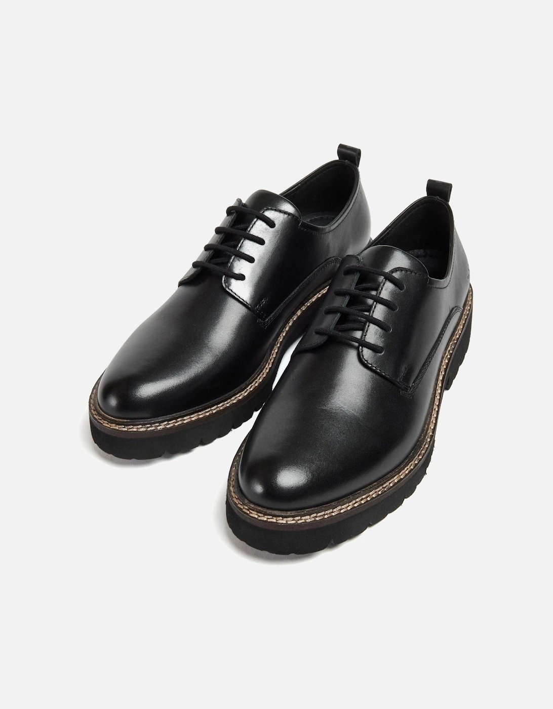 Kris Leather Women's Black Derby Shoes
