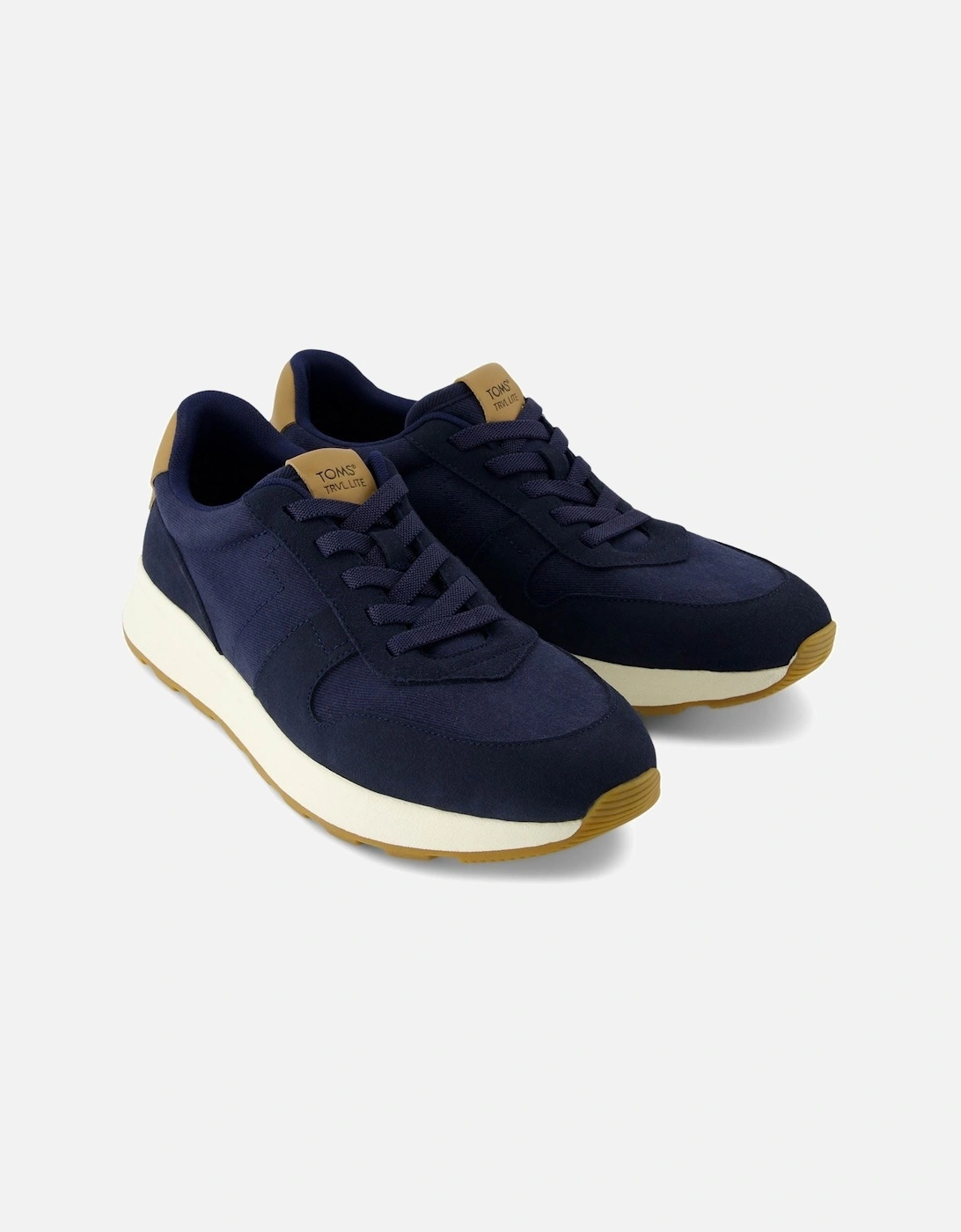TRVL LITE Retro Leather Men's Navy Trainers, 6 of 5
