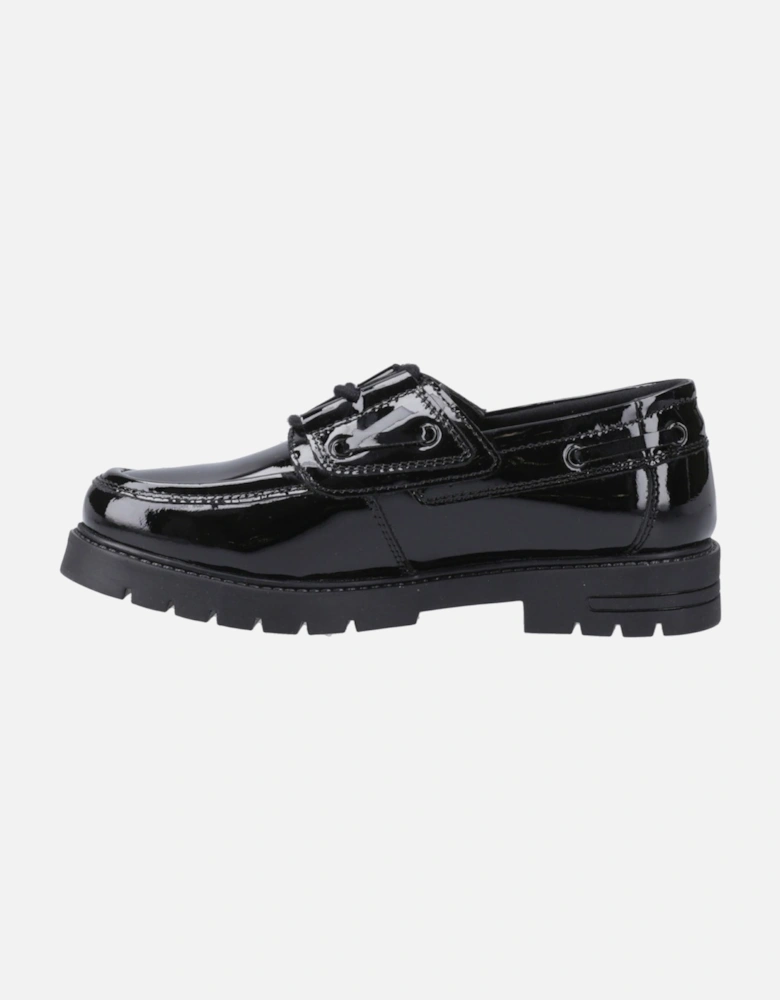 Lucy Leather Girls's Black Boat Shoes