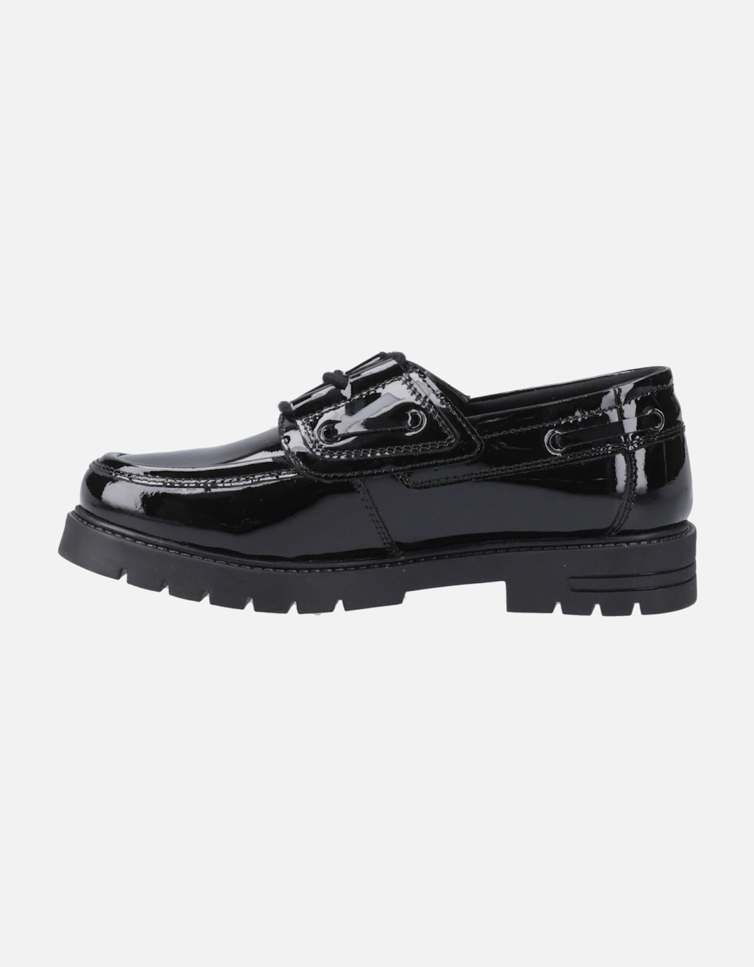 Lucy Leather Girls's Black Boat Shoes