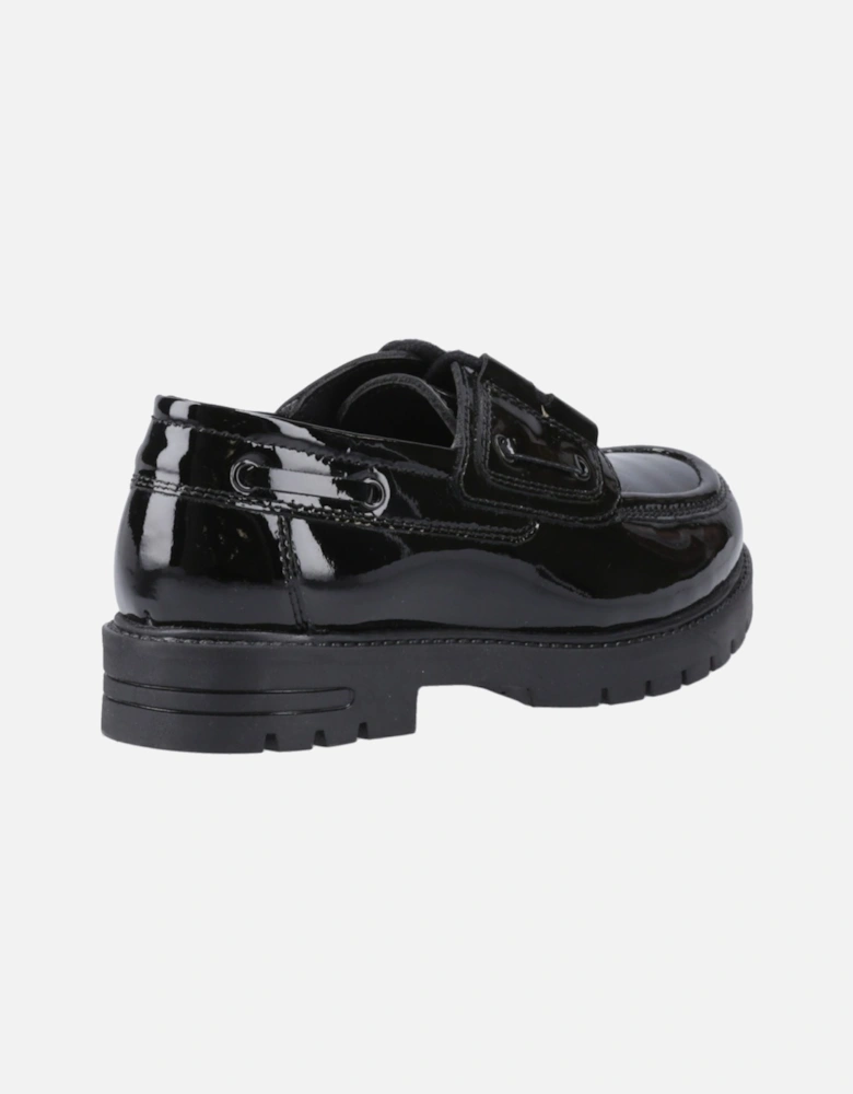 Lucy Leather Girls's Black Boat Shoes