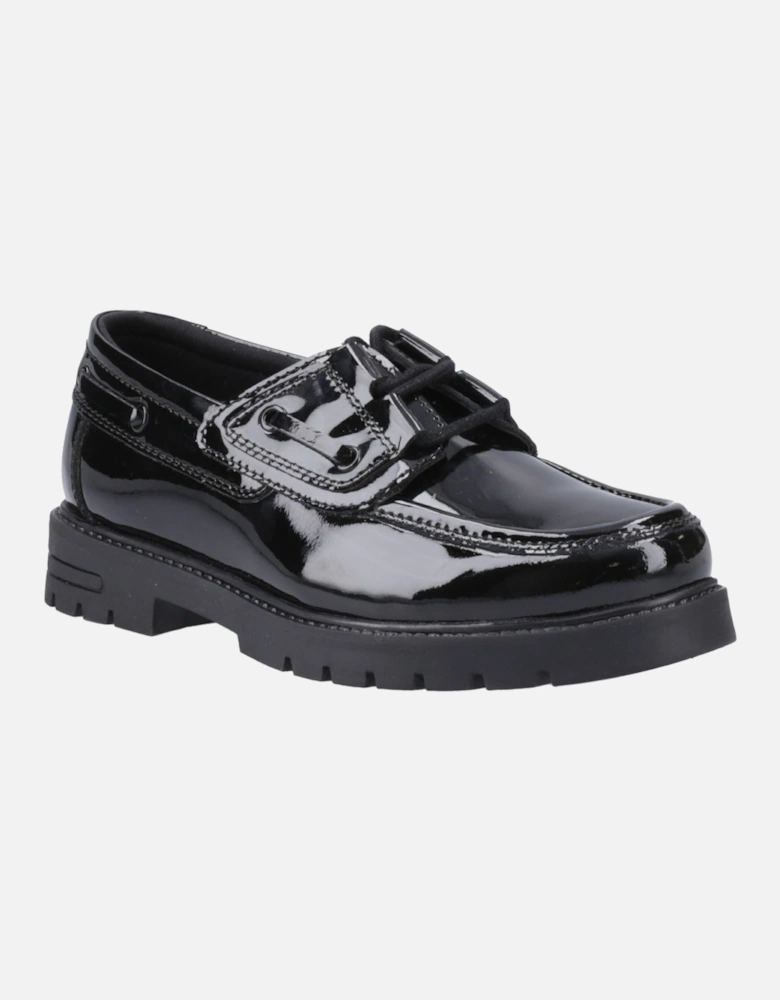 Lucy Leather Girls's Black Boat Shoes
