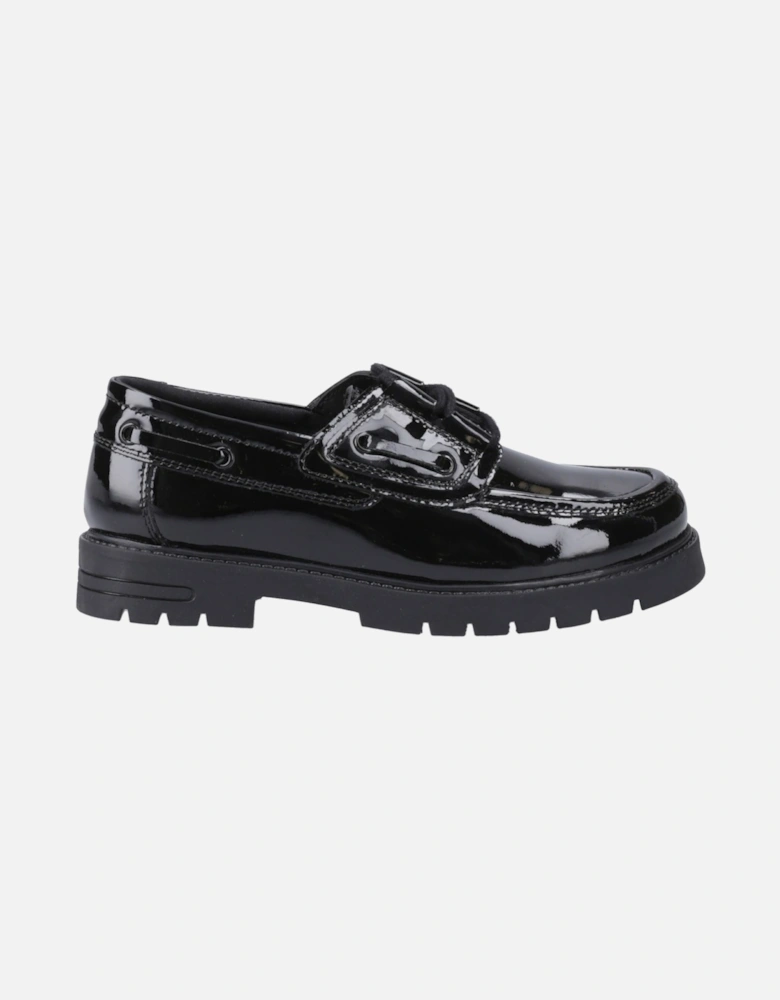 Lucy Leather Girls's Black Boat Shoes