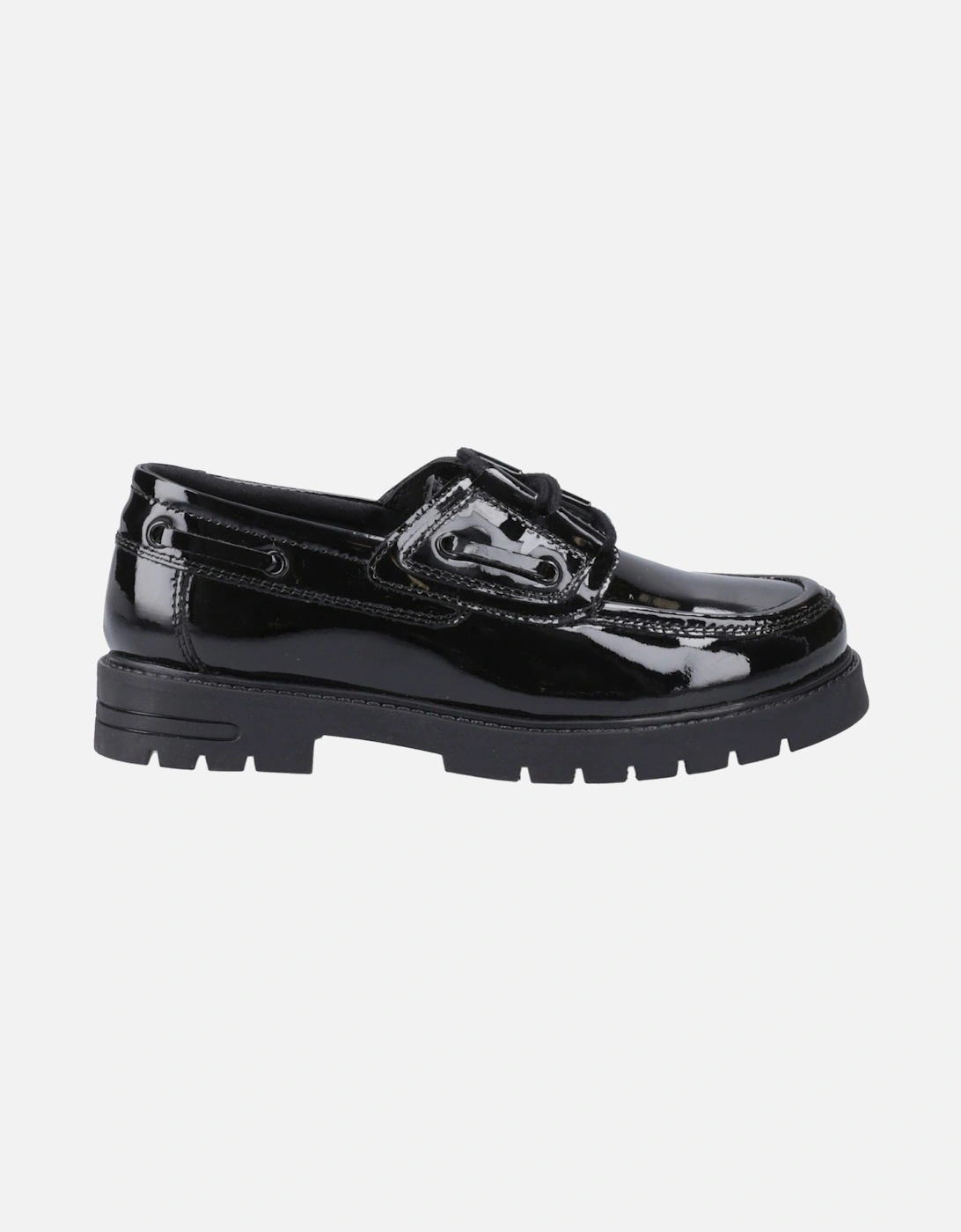Lucy Leather Girls's Black Boat Shoes