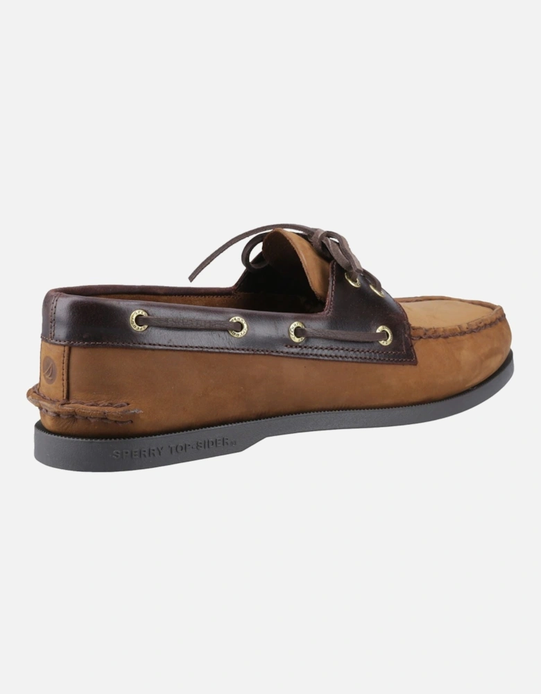 Sperry Authentic 2 Eye Leather Men's Brown Combo Boat Shoes