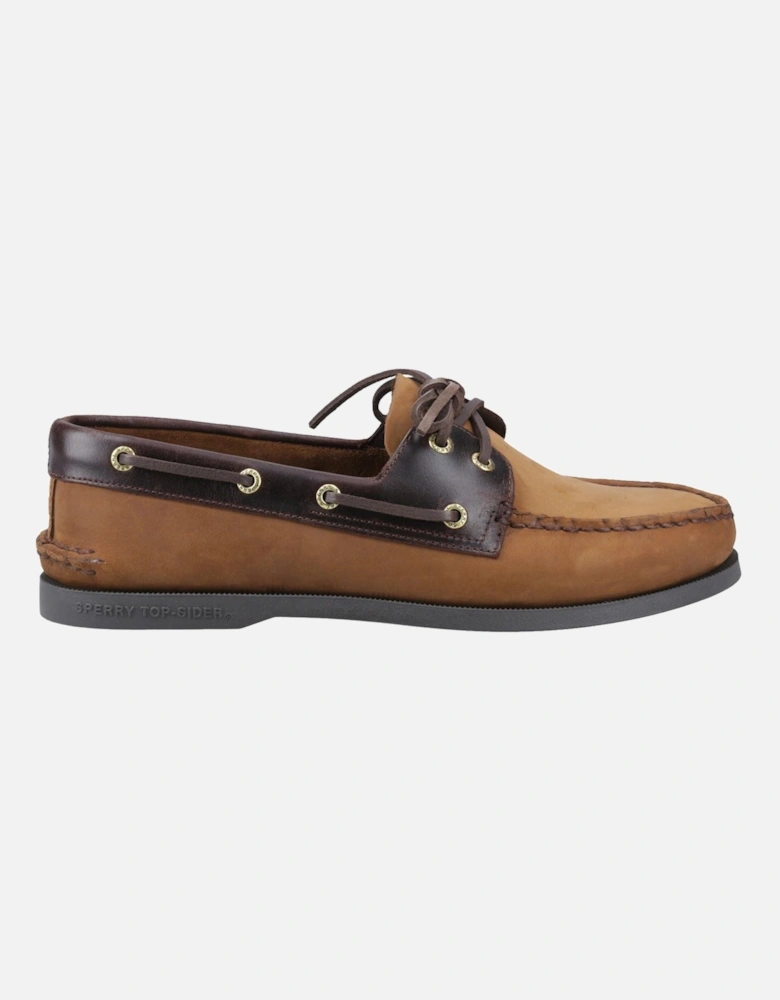 Sperry Authentic 2 Eye Leather Men's Brown Combo Boat Shoes