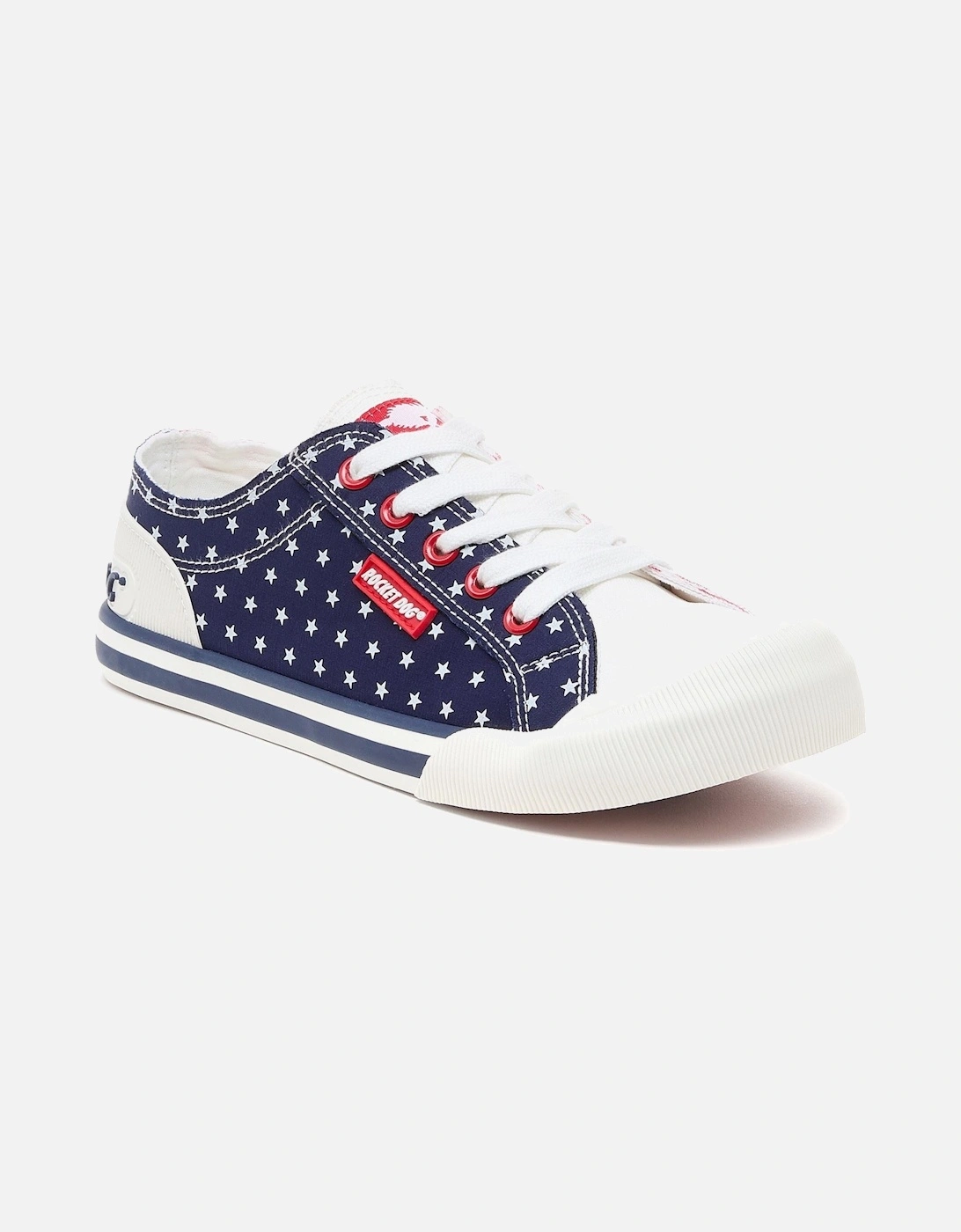 Jazzin Spangle Cotton Women's Red/Navy Trainers, 8 of 7