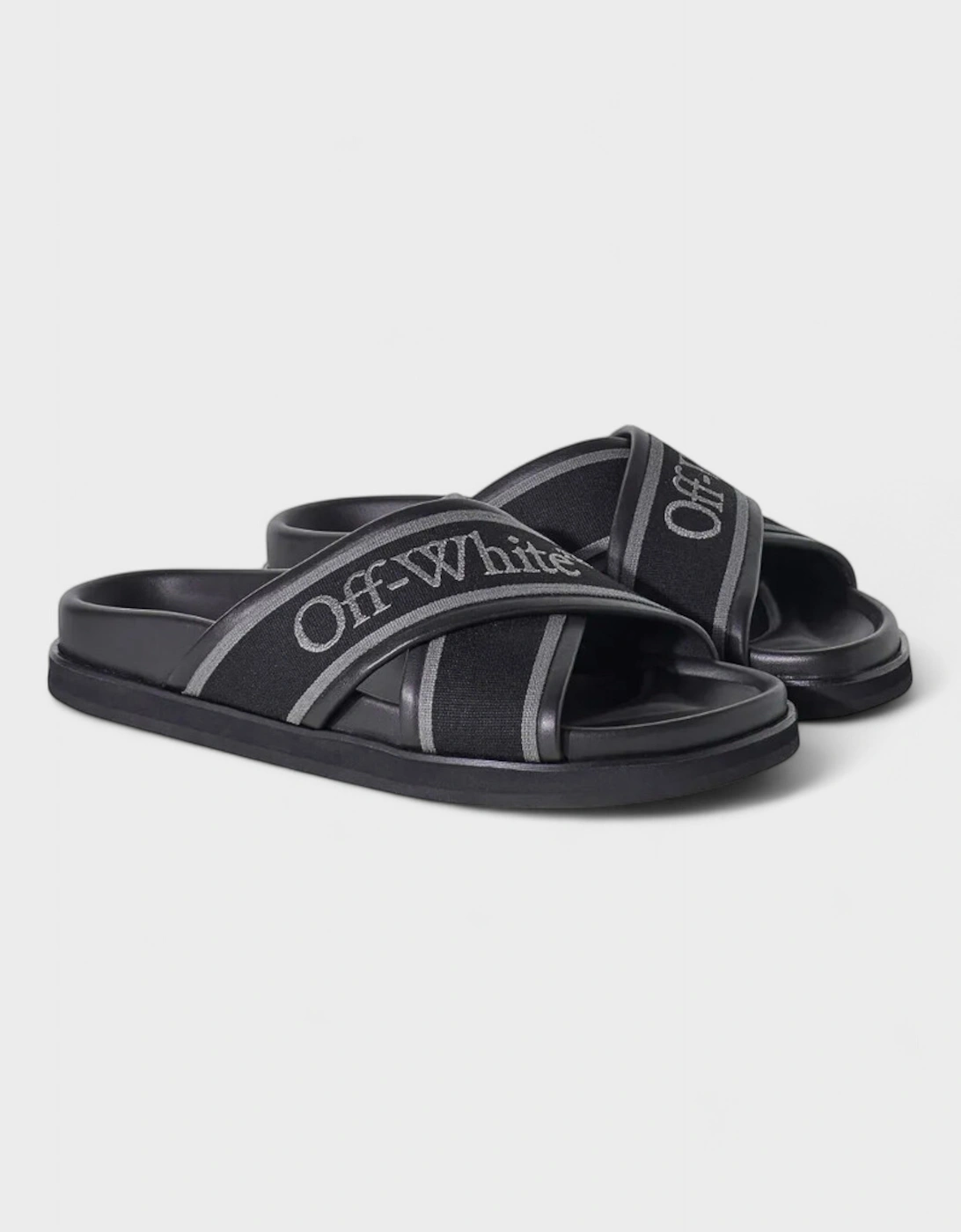 Logo Strap Crossover Slides Black