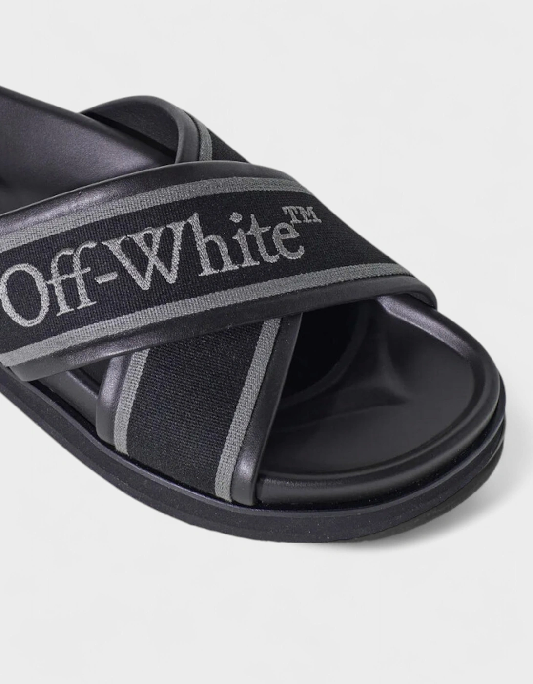 Logo Strap Crossover Slides Black