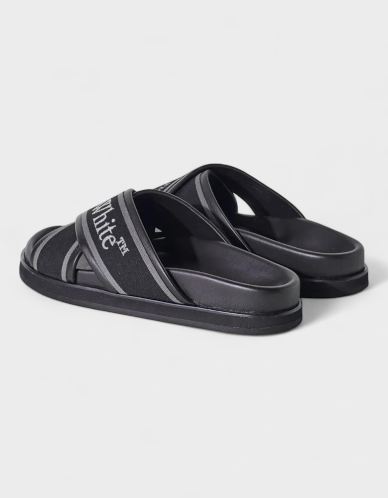 Logo Strap Crossover Slides Black