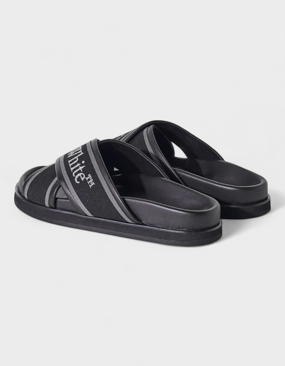 Logo Strap Crossover Slides Black
