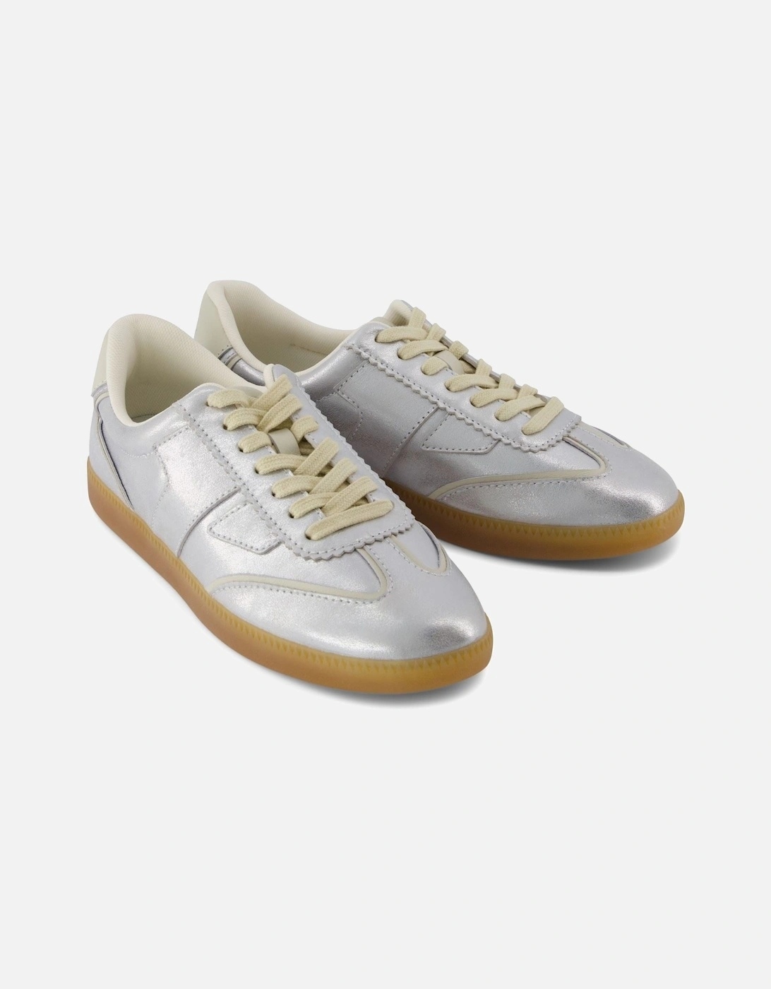 Women's TOMS Collins Leather Women's Silver Trainers - Size: 8