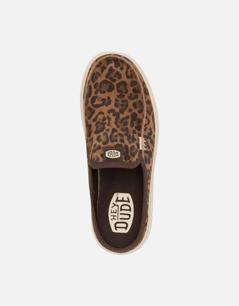 HEYDUDE Austin Lift Classic Leather Women's Brown Leopard Mules