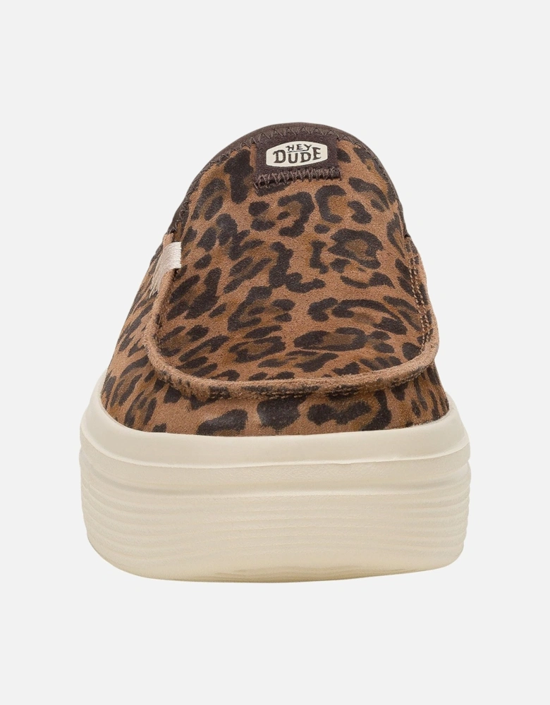 HEYDUDE Austin Lift Classic Leather Women's Brown Leopard Mules
