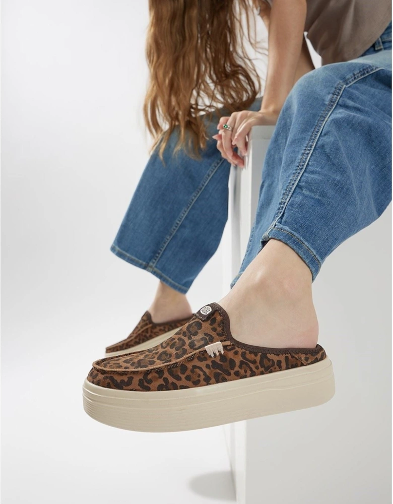 HEYDUDE Austin Lift Classic Leather Women's Brown Leopard Mules