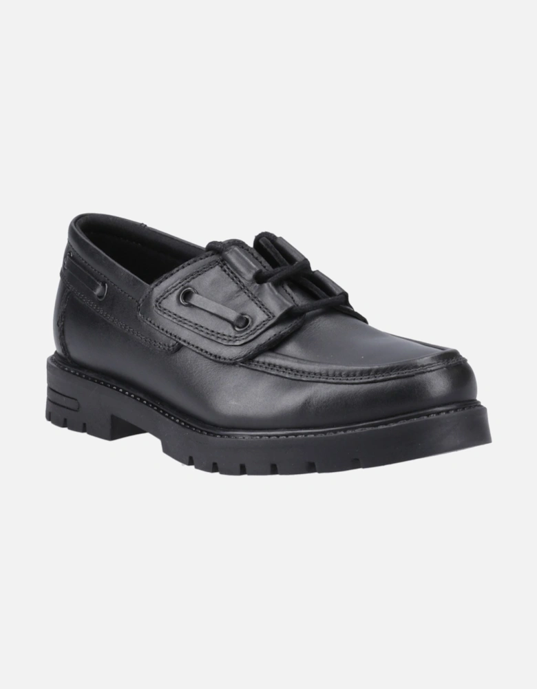 Lucy Leather Girls's Black Boat Shoes