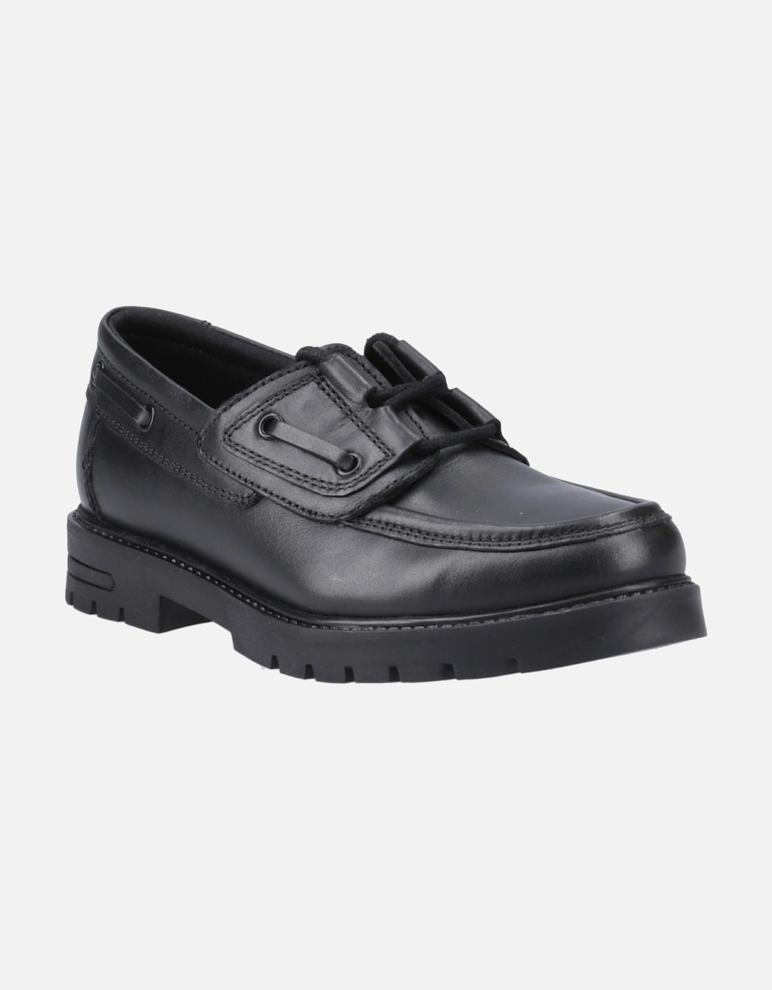 Lucy Leather Girls's Black Boat Shoes, 6 of 5
