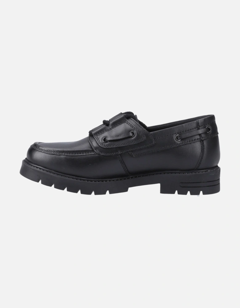 Lucy Leather Girls's Black Boat Shoes