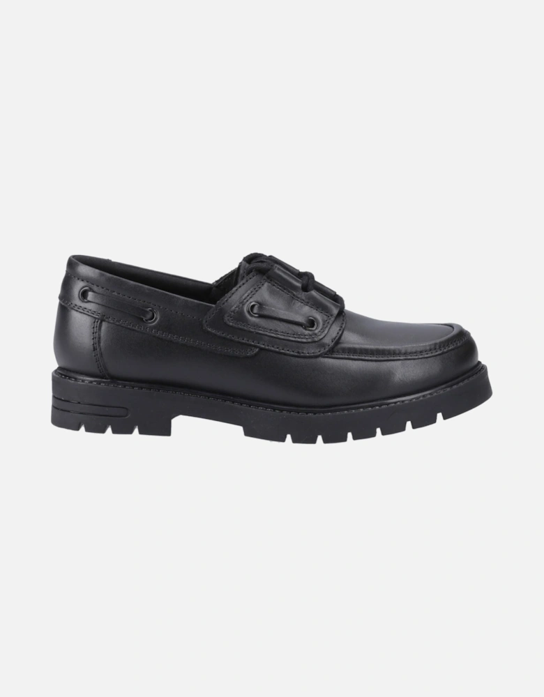 Lucy Leather Girls's Black Boat Shoes