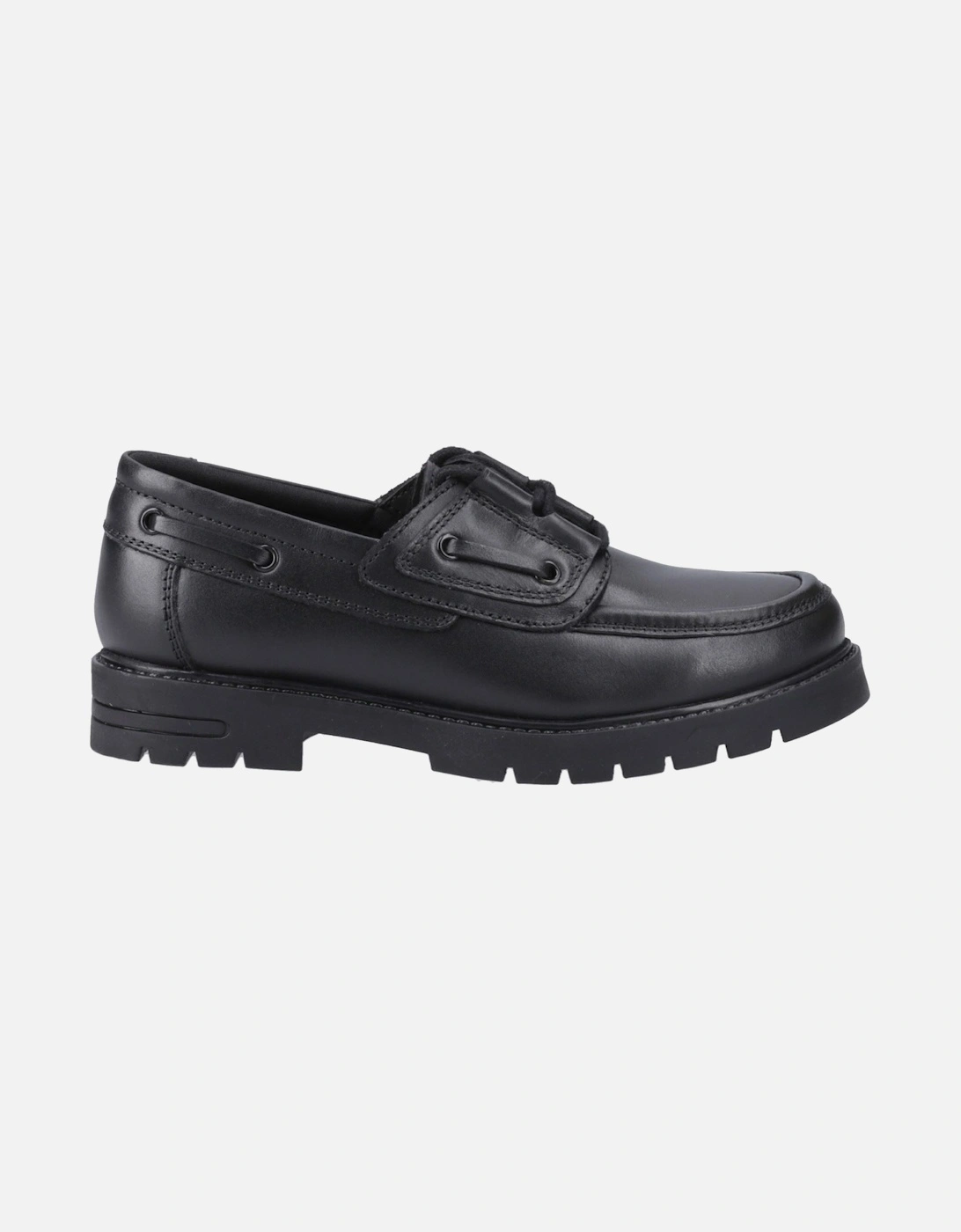 Lucy Leather Girls's Black Boat Shoes