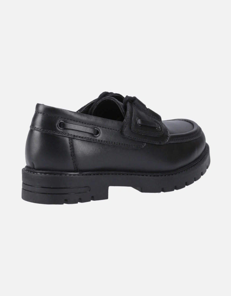 Lucy Leather Girls's Black Boat Shoes