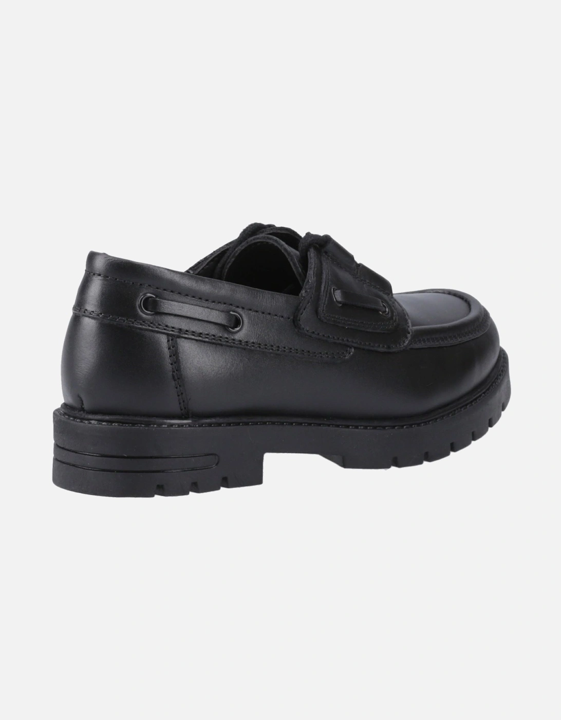 Lucy Leather Girls's Black Boat Shoes