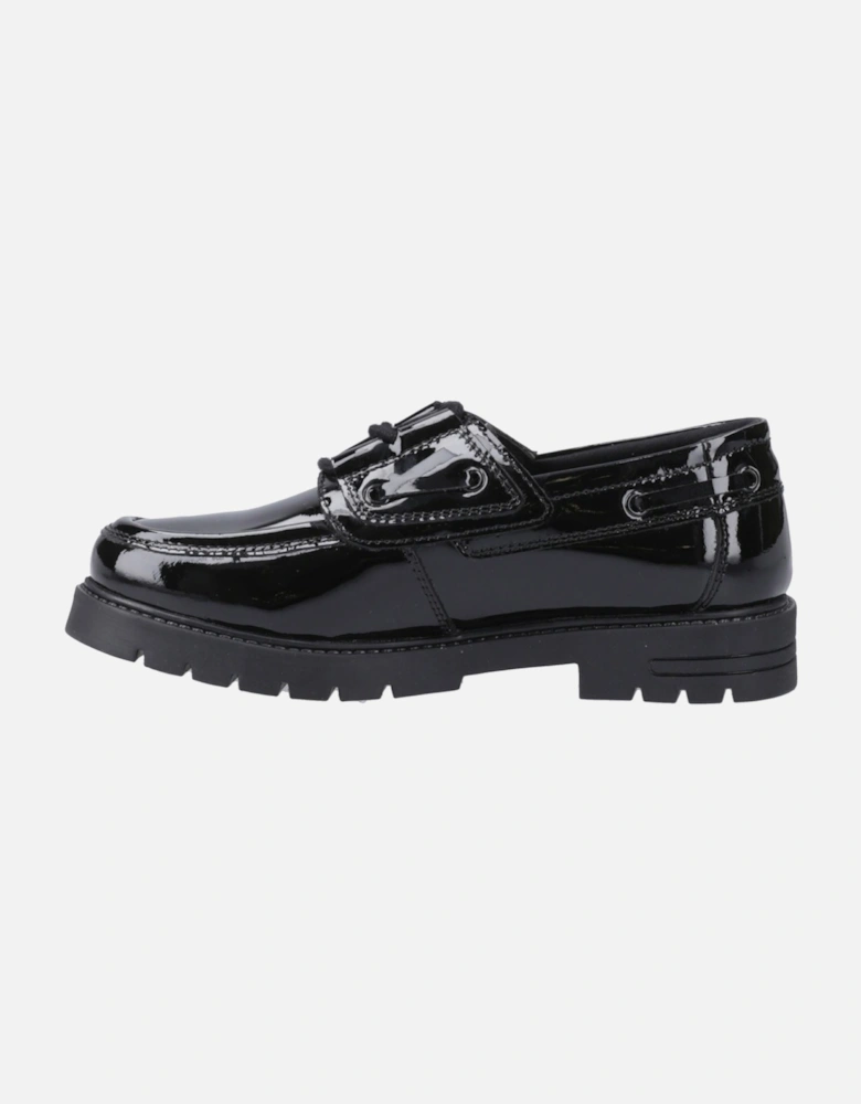 Lucy Leather Girls's Black Boat Shoes