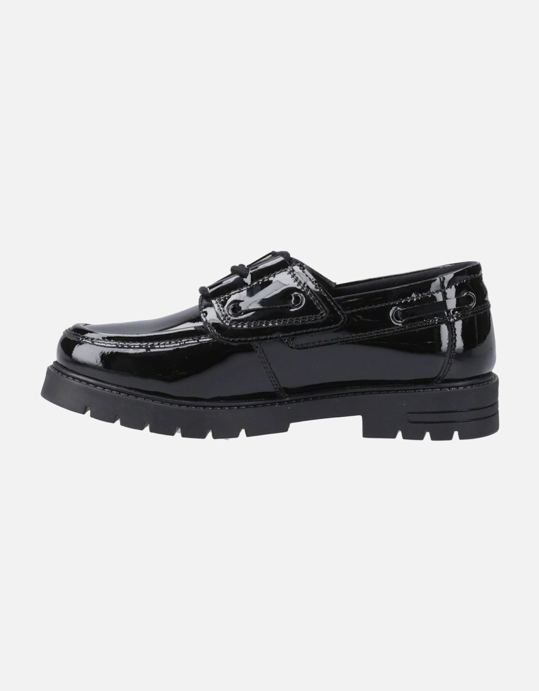 Lucy Leather Girls's Black Boat Shoes