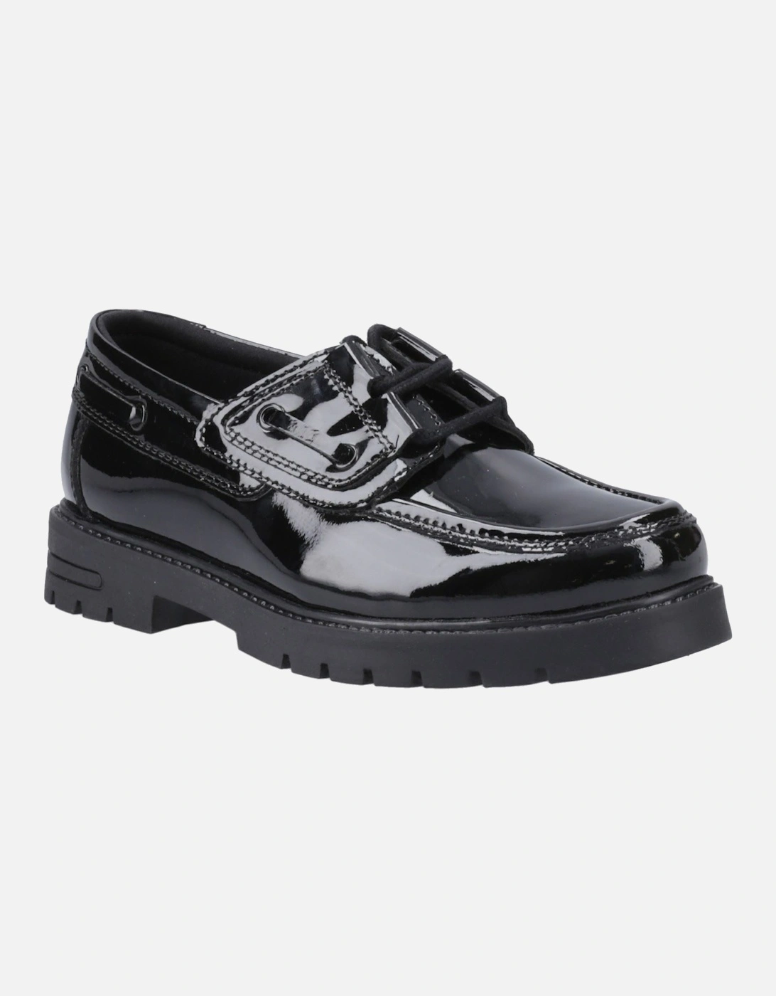 Lucy Leather Girls's Black Boat Shoes, 6 of 5