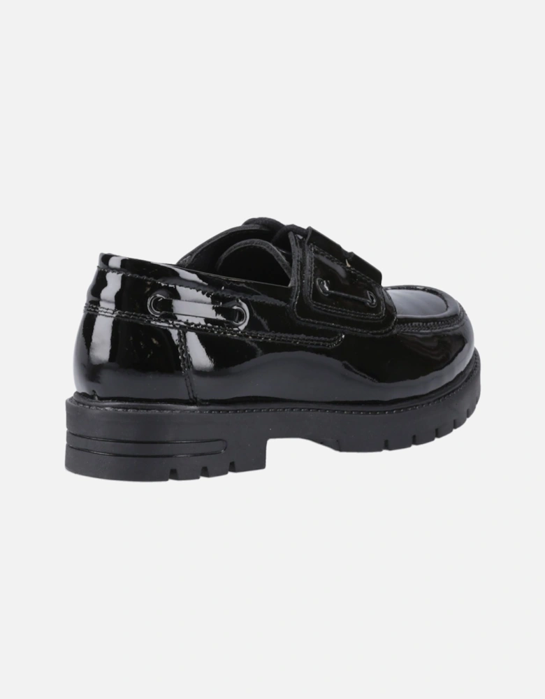 Lucy Leather Girls's Black Boat Shoes