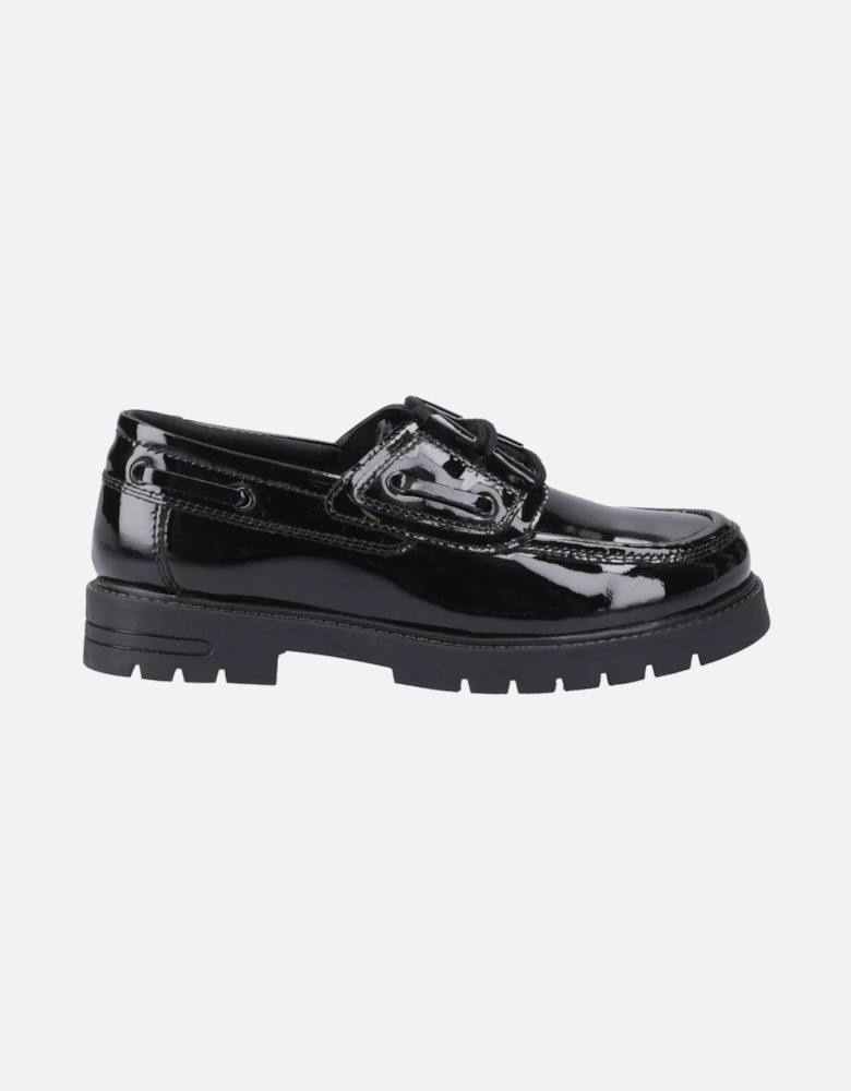 Lucy Leather Girls's Black Boat Shoes