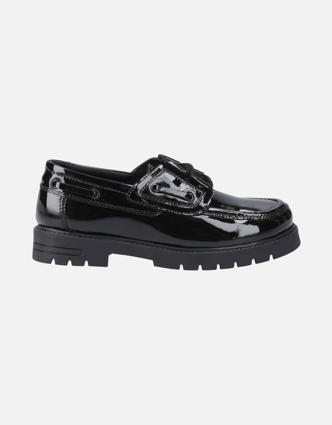 Lucy Leather Girls's Black Boat Shoes