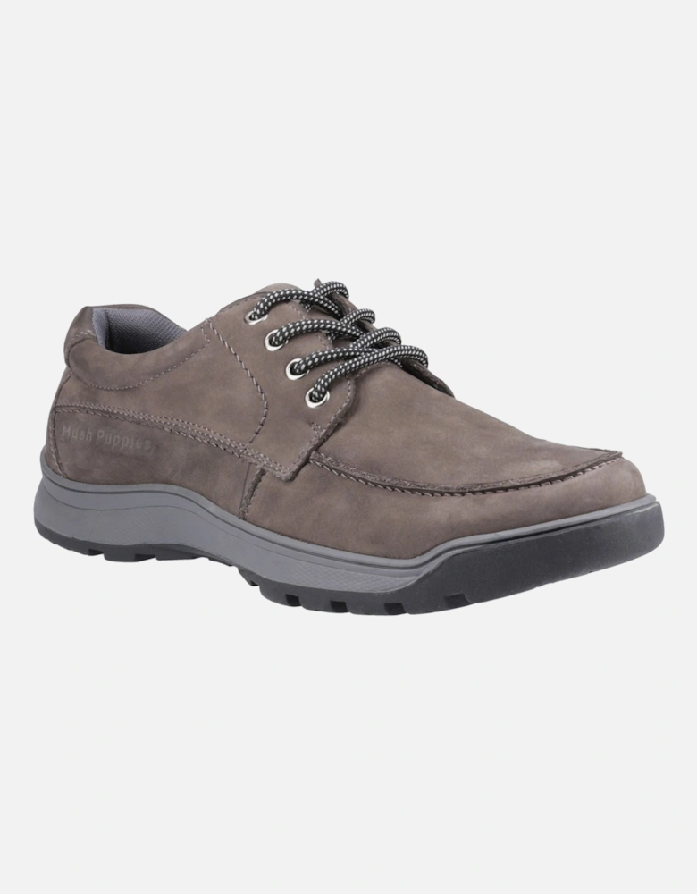 Tucker Lace Leather Men's Grey Nubuck Lace-Up Shoes