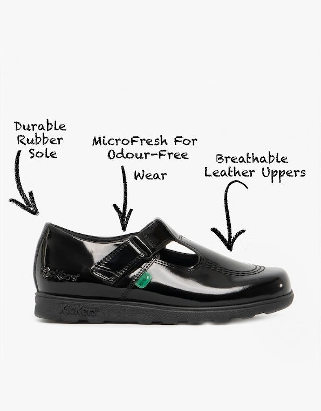 FRAGMA T-BAR Junior Girls Leather Shoes Patent Black, 7 of 6