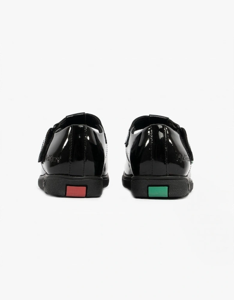 FRAGMA T-BAR Junior Girls Leather Shoes Patent Black
